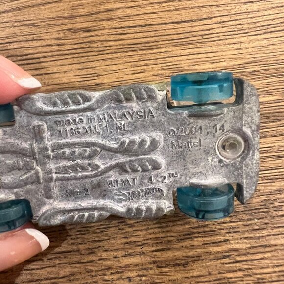 Hot Wheels 2004 What 4 - 2 Transparent Car W/ Green Accents & Blue Wheels - Picture 6 of 6